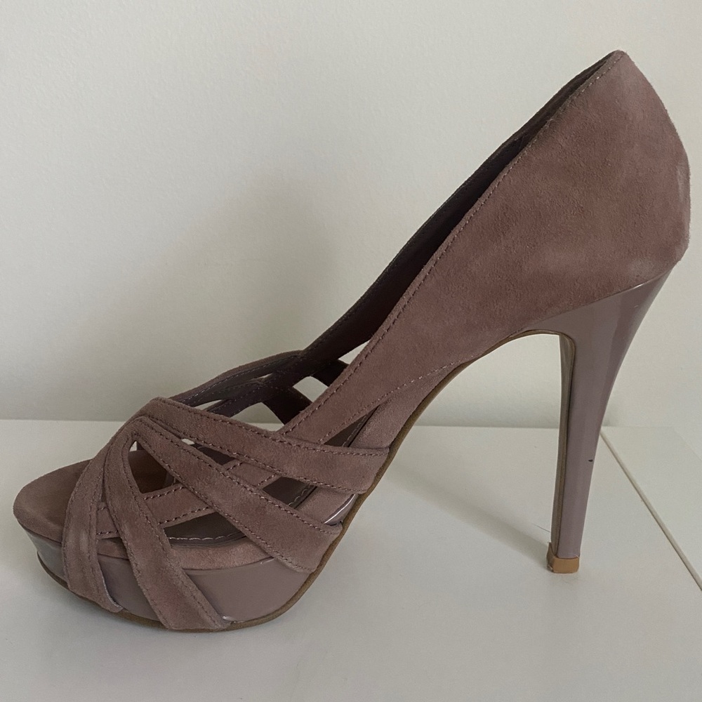 Steve Madden Loyyall Peep Toe Ultra High Heels Size 6.5 Blush Party Sexy Y2K - Picture 5 of 12